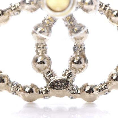 Chanel Pearl Crystal Nefertiti CC Earrings Gold 7 of 10