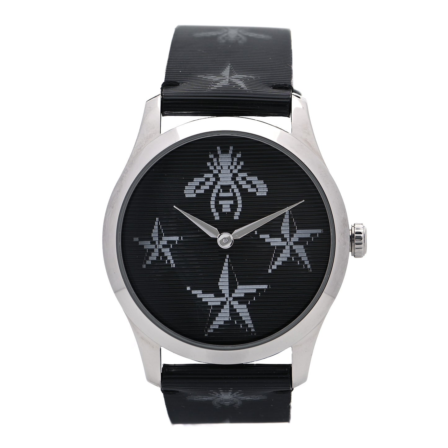 Stainless Steel Calfskin 38mm G-Timeless Bee Star Hologram Quartz Watch Black