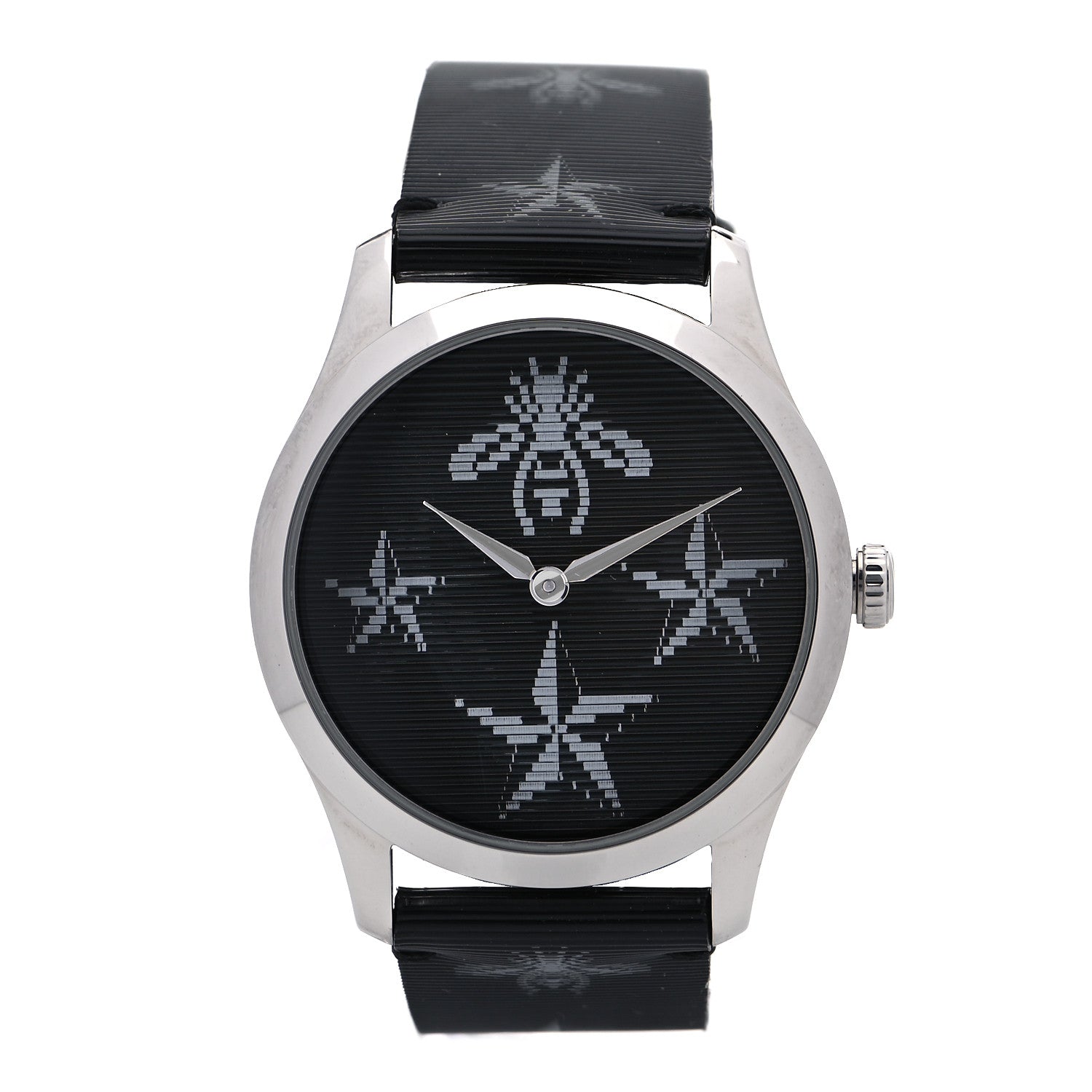 Gucci Stainless Steel Calfskin 38mm G-Timeless Bee Star Hologram Quartz Watch Black 1 of 4