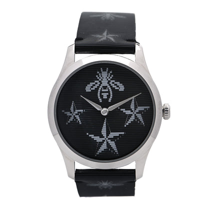 Gucci Stainless Steel Calfskin 38mm G-Timeless Bee Star Hologram Quartz Watch Black 1 of 4