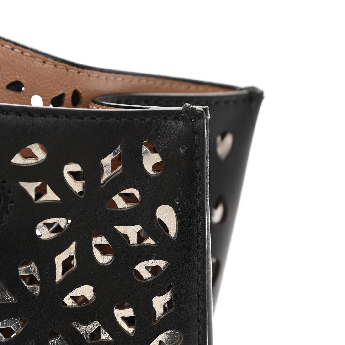 Calfskin Laser Cut Rose-Marie 19 Bag Black