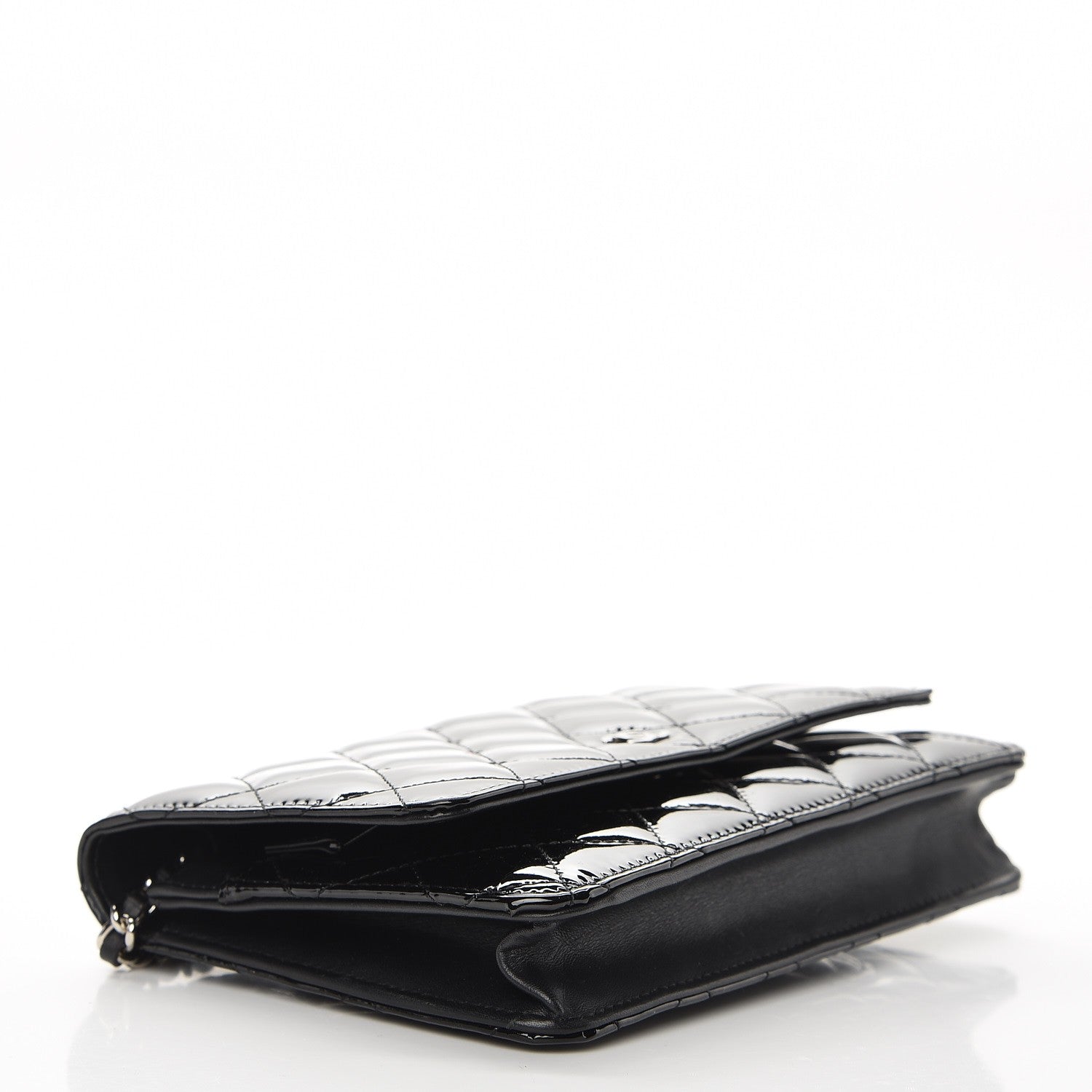 Chanel Patent Quilted Wallet On Chain WOC Black 4 of 9