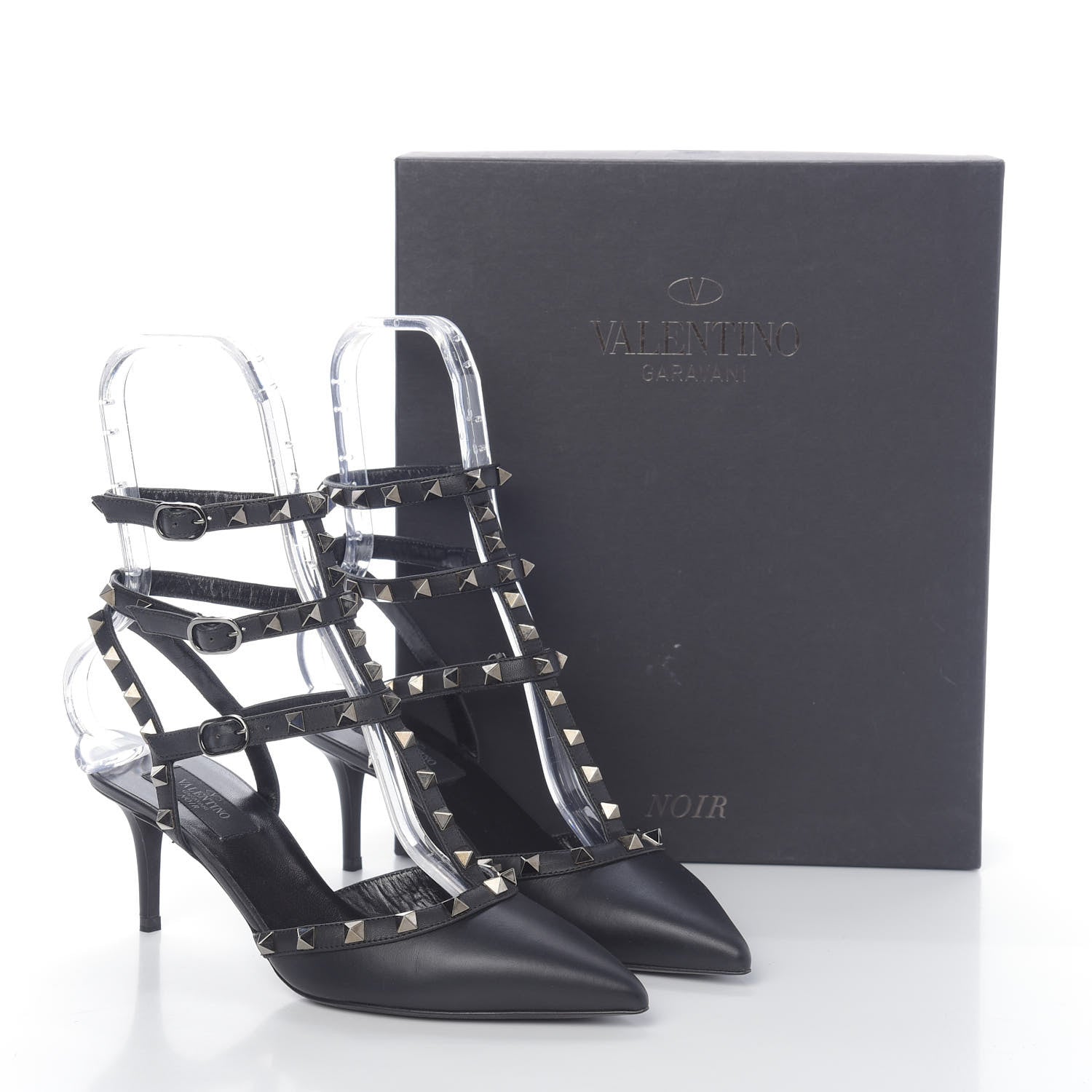 Valentino Garavani Nappa Rockstud Ankle Strap Low Heel Pumps 39 Black 9 of 9
