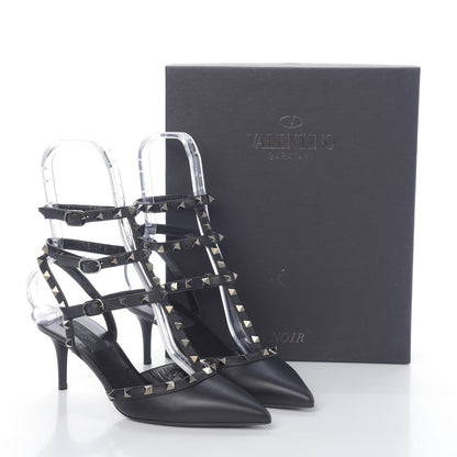 Valentino Garavani Nappa Rockstud Ankle Strap Low Heel Pumps 39 Black 9 of 9