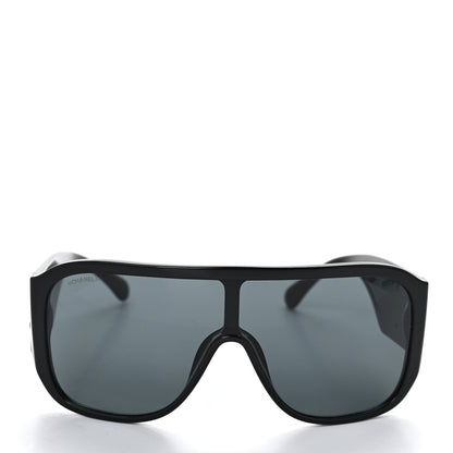 Chanel Acetate Crystal CC Shield Sunglasses 5466-B-A Black 2 of 7