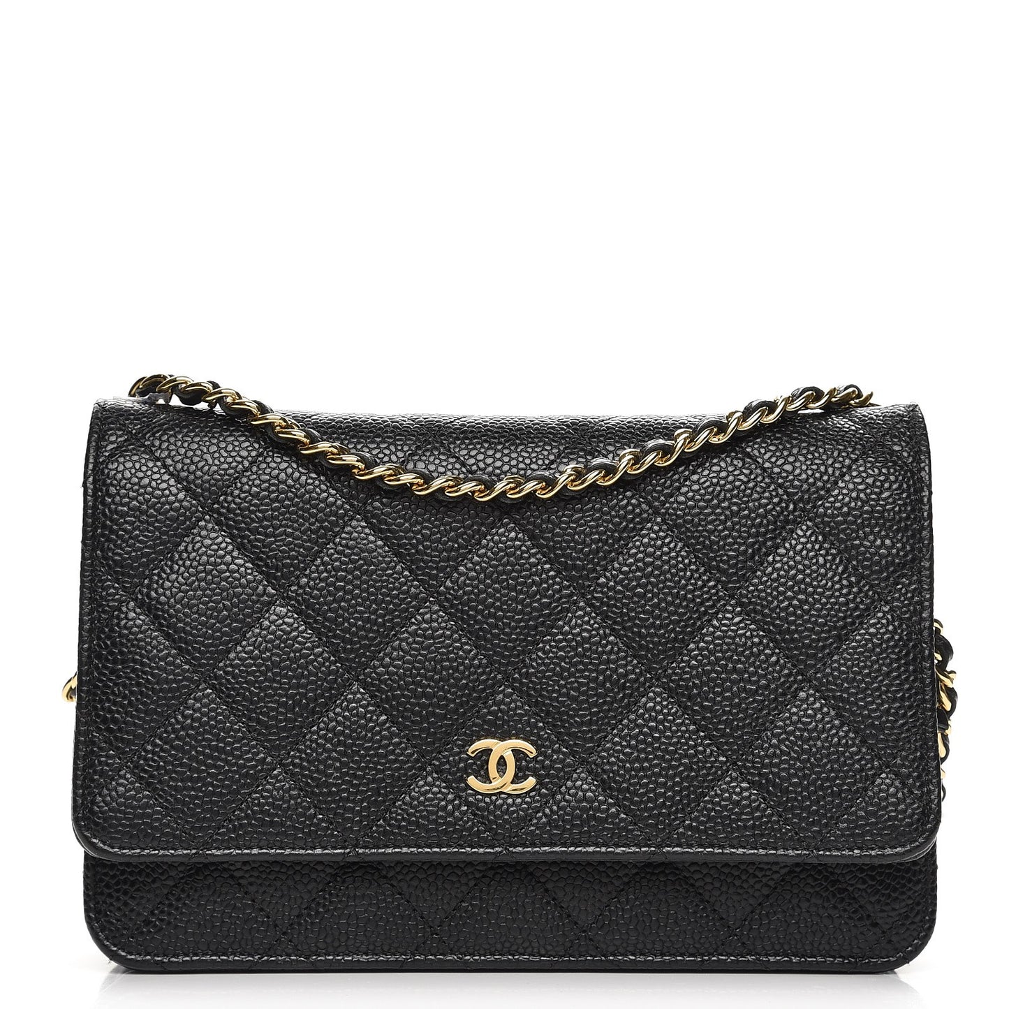 Caviar Quilted Wallet On Chain WOC Black