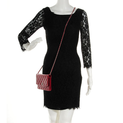 Chanel Patent Quilted Brilliant Wallet On Chain WOC Red 2 of 8