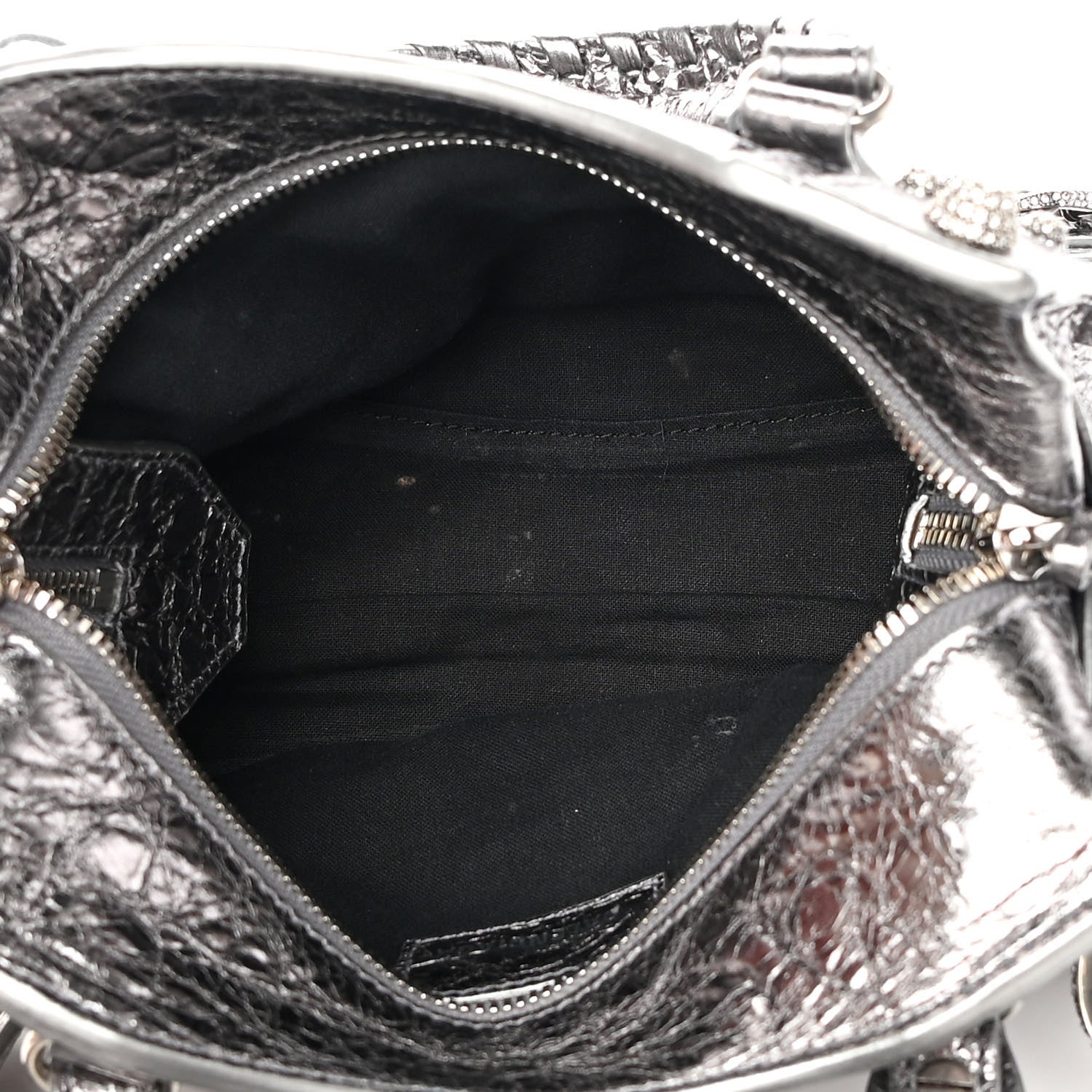 Balenciaga Agneau Arena Crystal Neo Cagole Handbag XS Silver 5 of 12