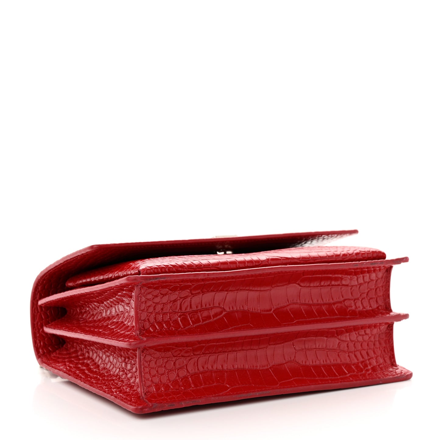 Calfskin Crocodile Embossed Medium Monogram Sunset Rouge Eros