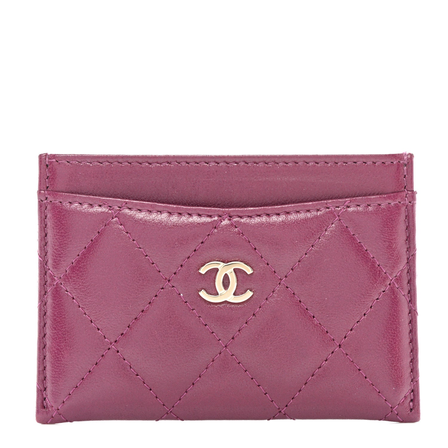 Chanel Lambskin Quilted Card Holder Purple 1 of 9