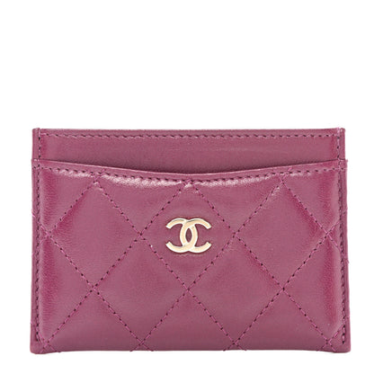 Chanel Lambskin Quilted Card Holder Purple 1 of 9