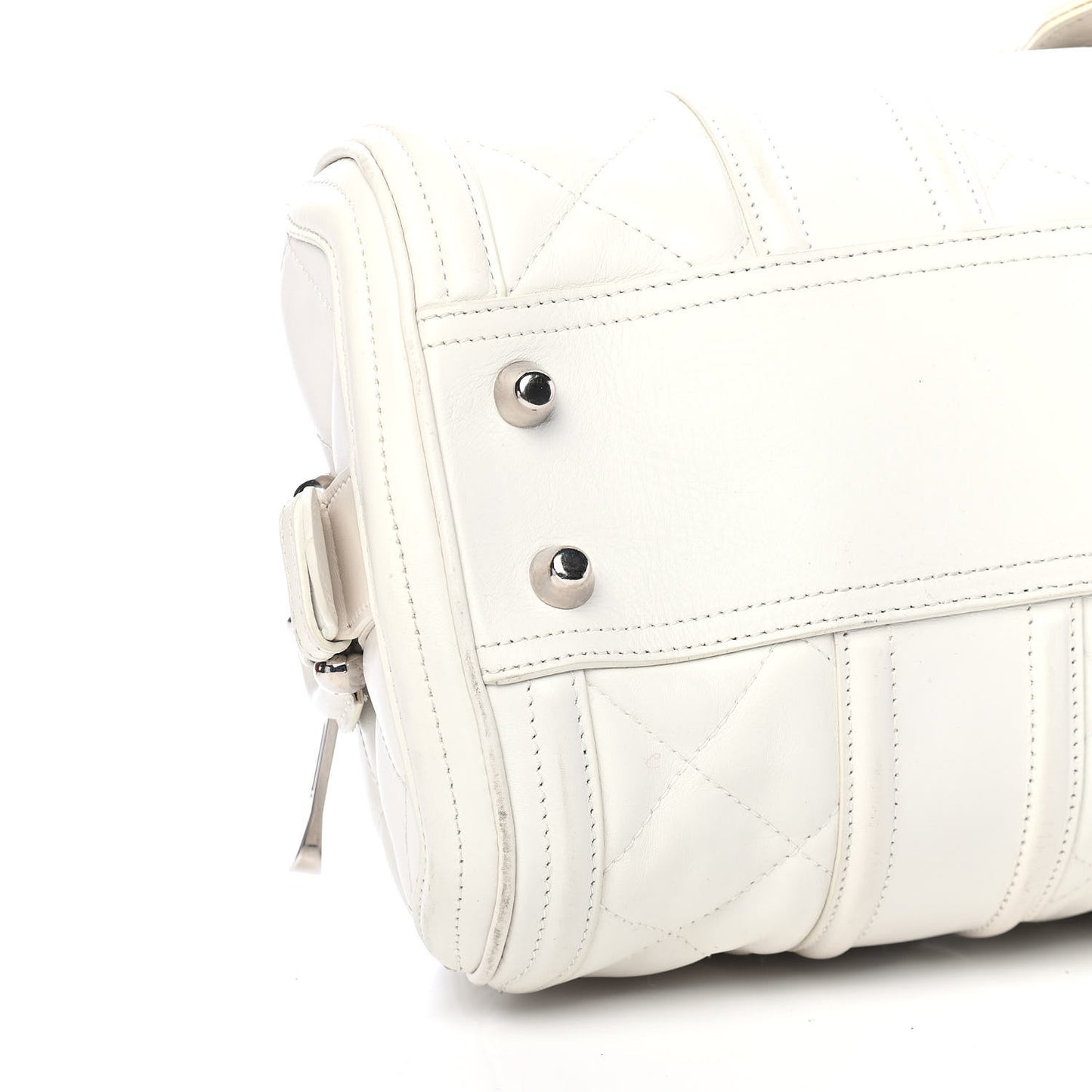 Calfskin Quilted Manor Satchel White