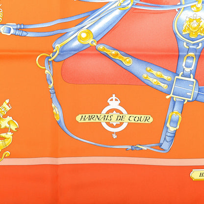 Hermes Silk Harnais De Cour Scarf 90 Orange 2 of 7