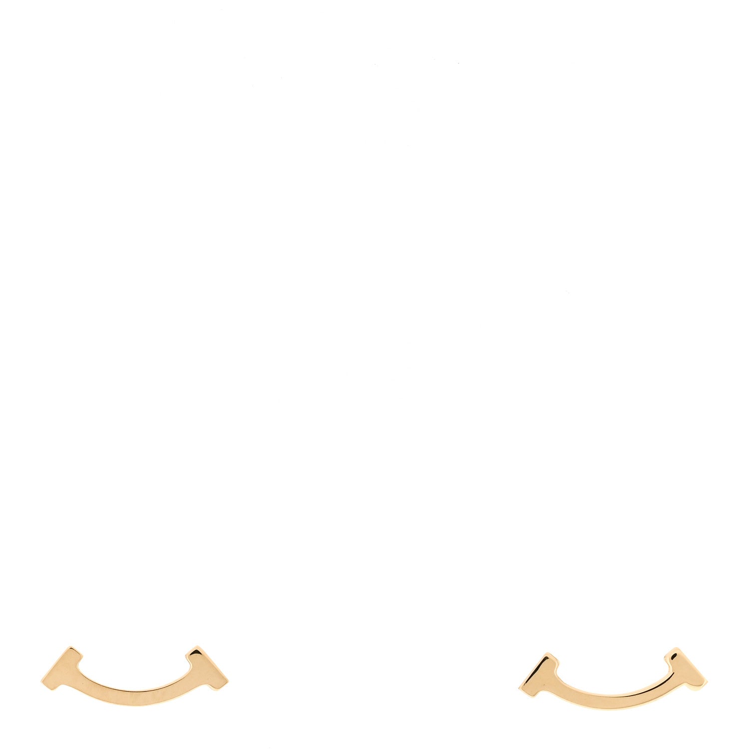 Tiffany 18K Yellow Gold T Smile Stud Earrings 1 of 4