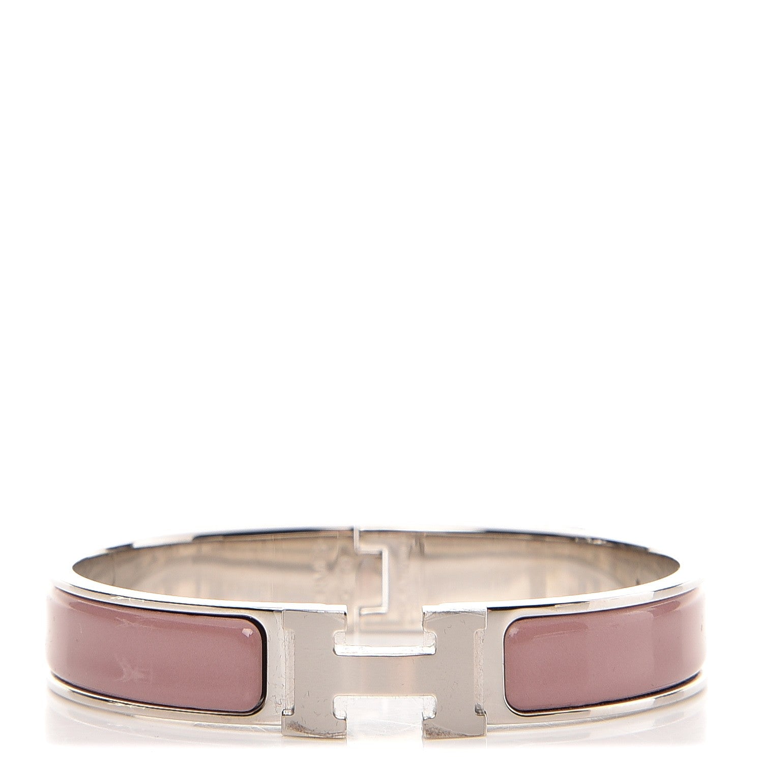 Hermes Enamel Narrow Clic Clac H Bracelet PM Bois De Rose 1 of 4