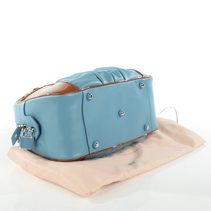 Miu Miu Patent Ayers Top Handle Bag Cognac Astral Blue 7 of 16