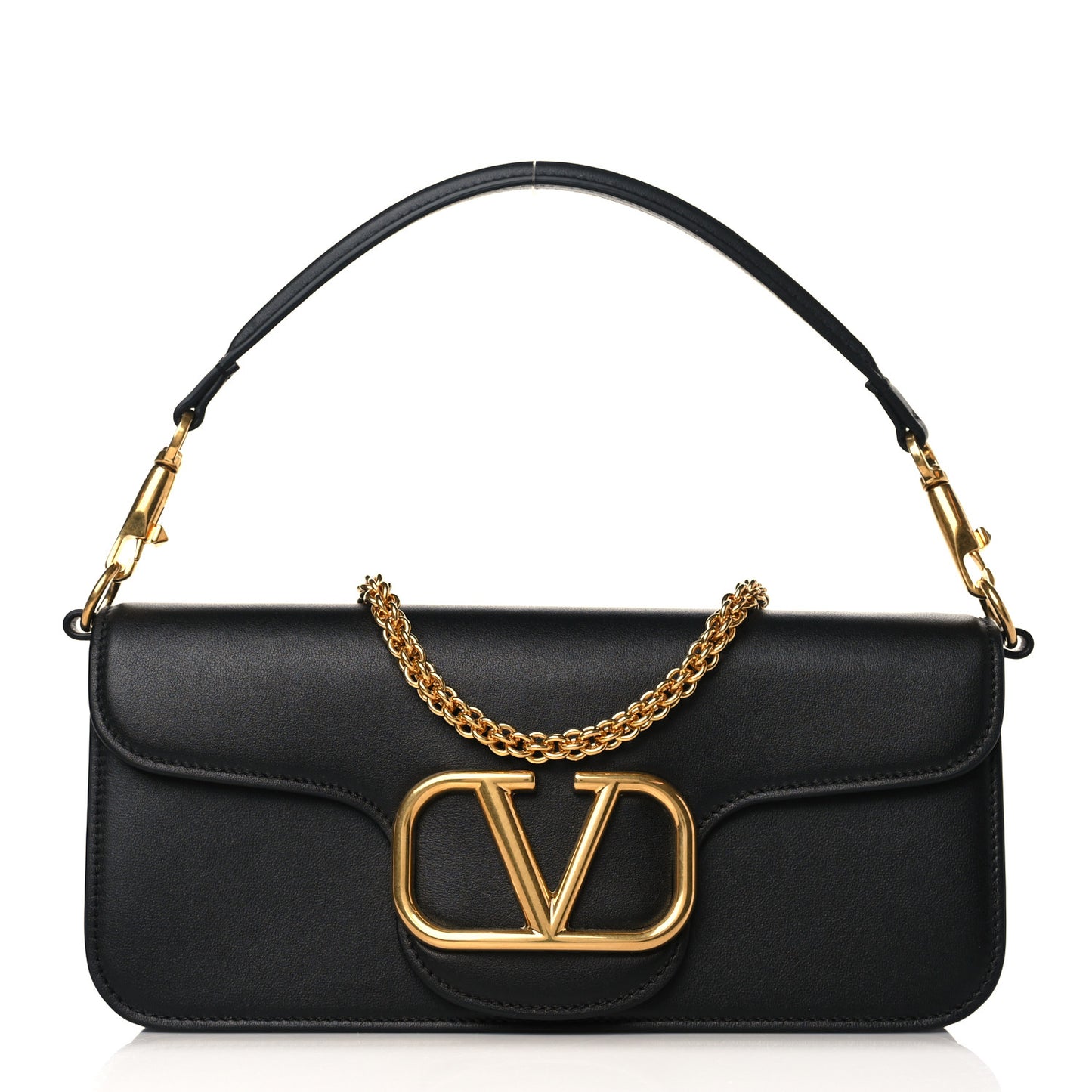 Calfskin Vlogo Loco Shoulder Bag Black