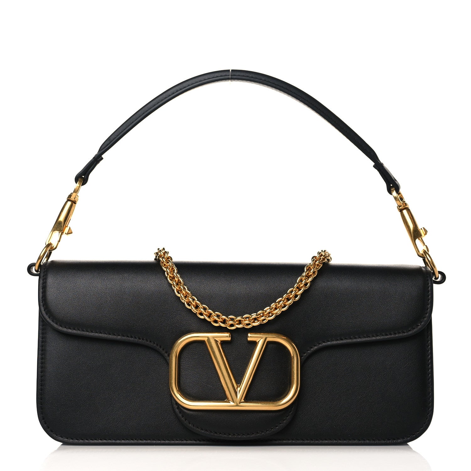 Valentino Garavani Calfskin Vlogo Loco Shoulder Bag Black 1 of 8