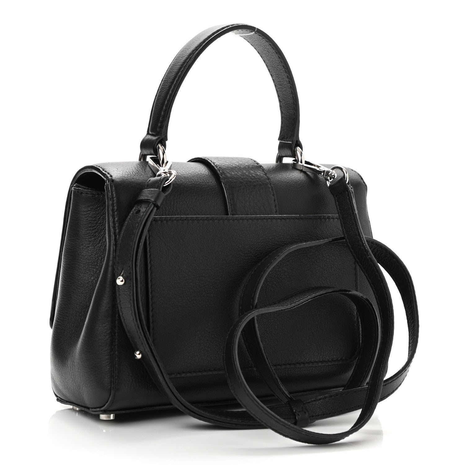 Jimmy Choo Calfskin Crystal Small Cheri Top Handle Bag Black