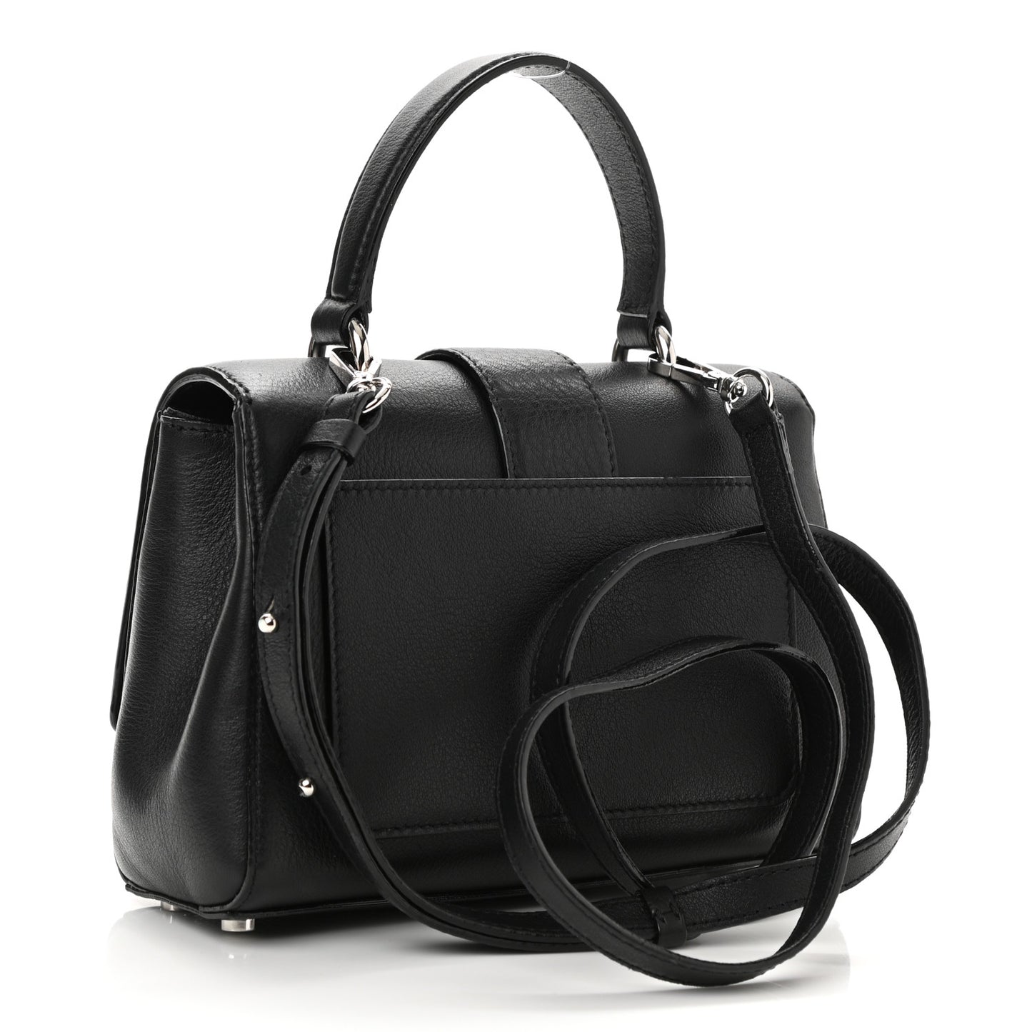 Calfskin Crystal Small Cheri Top Handle Bag Black