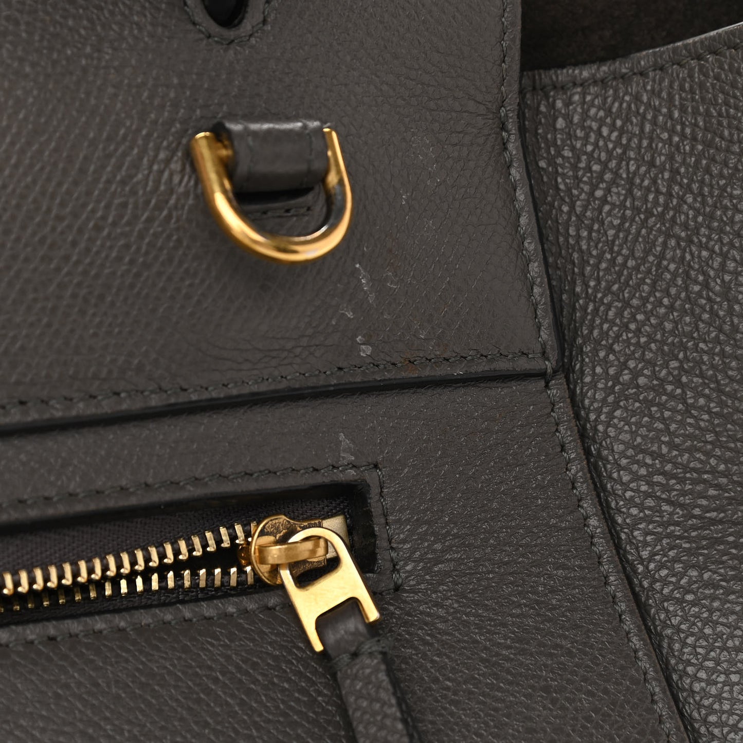 Baby Grained Calfskin Micro Belt Bag Grey