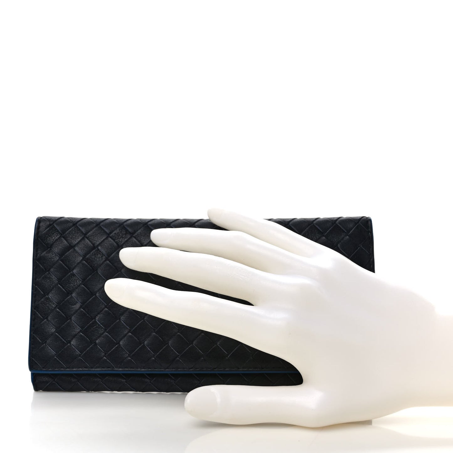 Nappa Intrecciato Continental Flap Wallet Black Blue