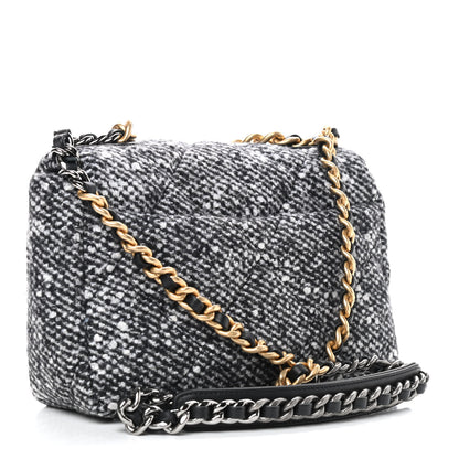 Chanel Tweed Quilted Medium Chanel 19 Flap Black White 2 of 8