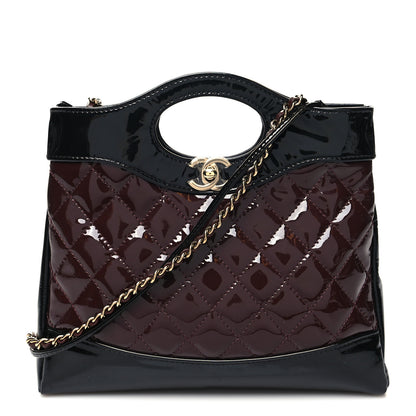 Chanel Patent Calfskin Quilted Mini 31 Shopping Bag Burgundy Black 1 of 10