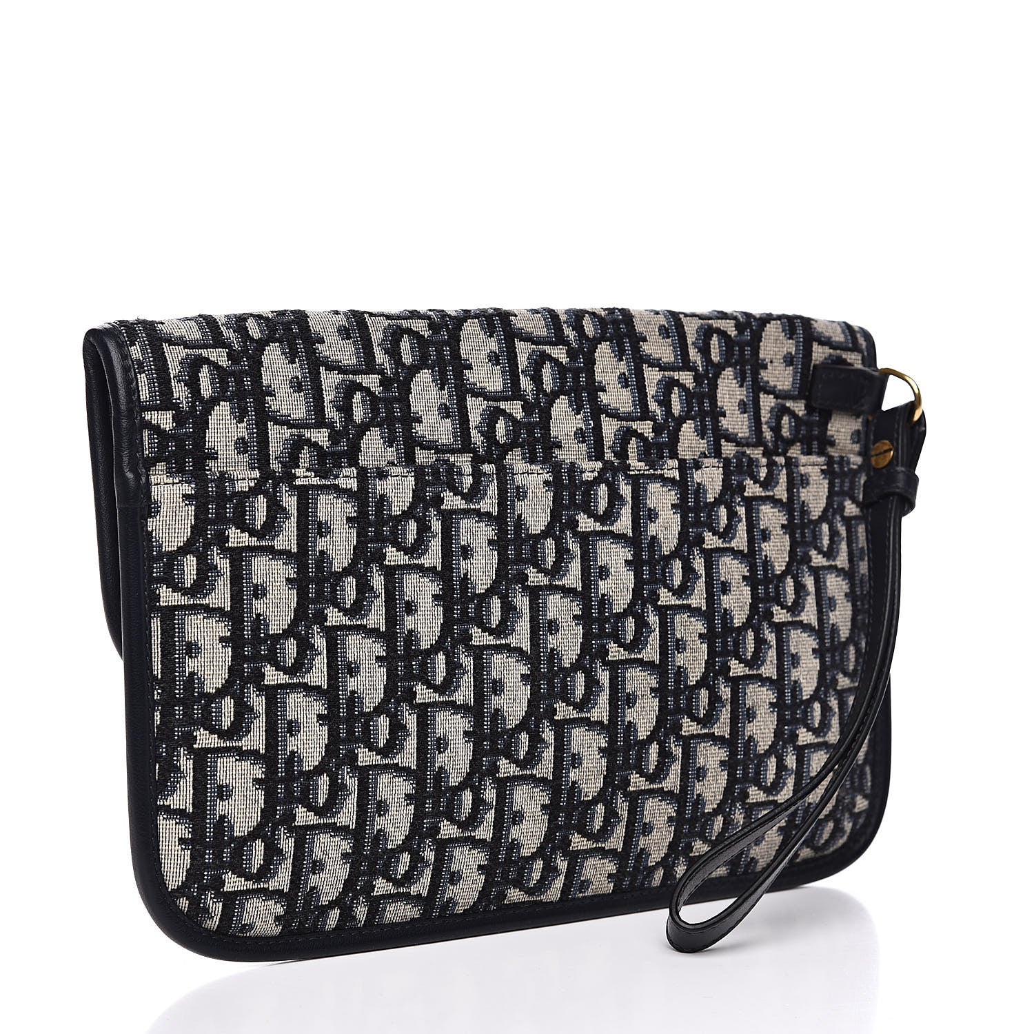 Christian Dior Oblique Flap Pouch Clutch Blue 3 of 8