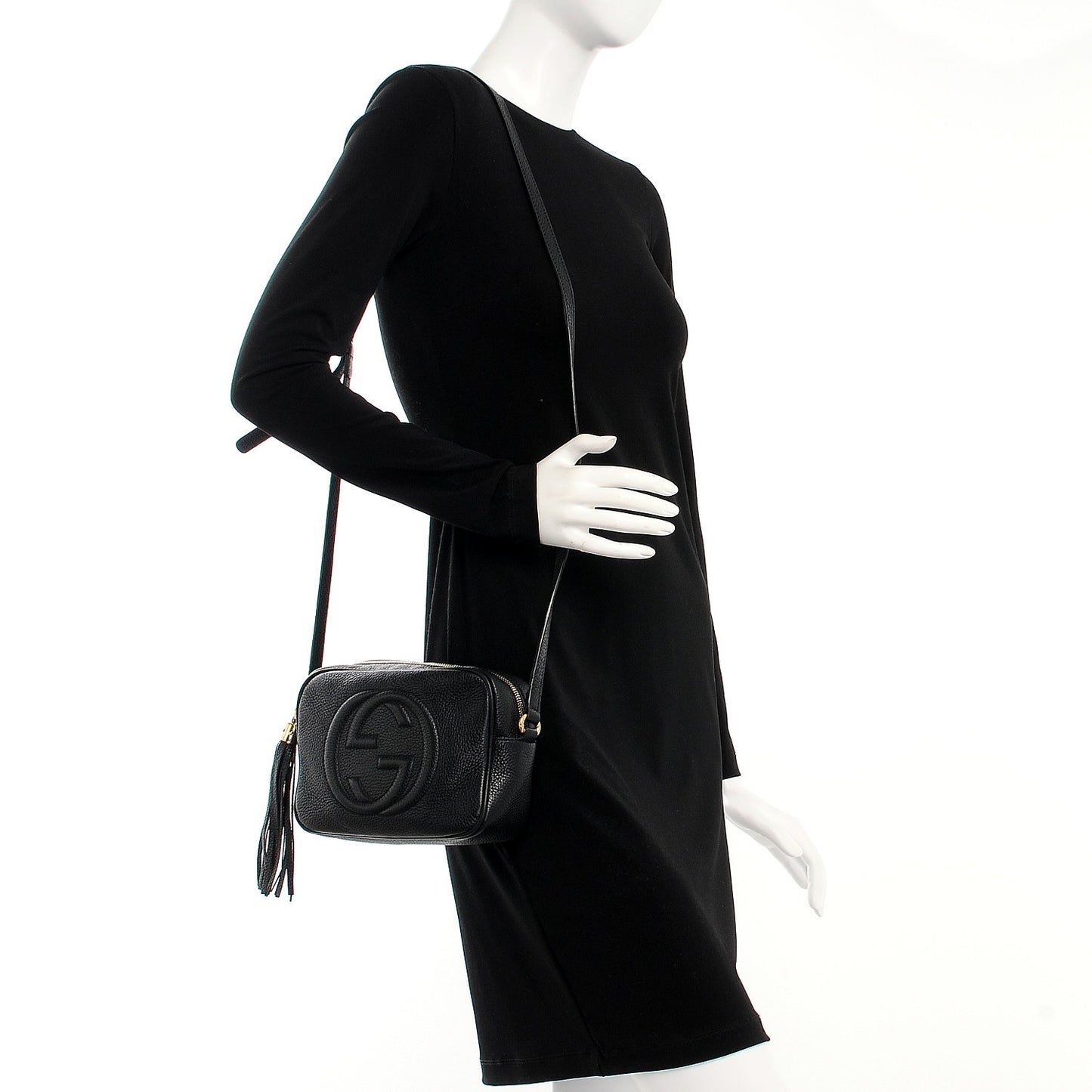 Pebbled Calfskin Small Soho Disco Bag Black
