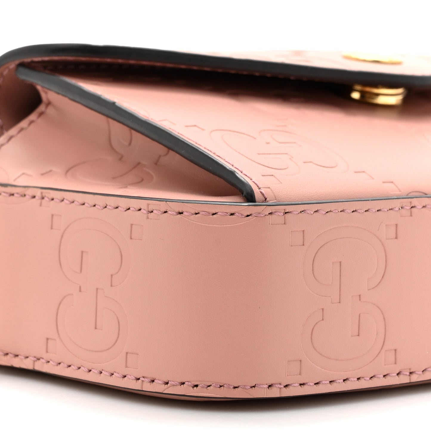 Calfskin GG Super Mini Debossed Chain Wallet Dust Carmine