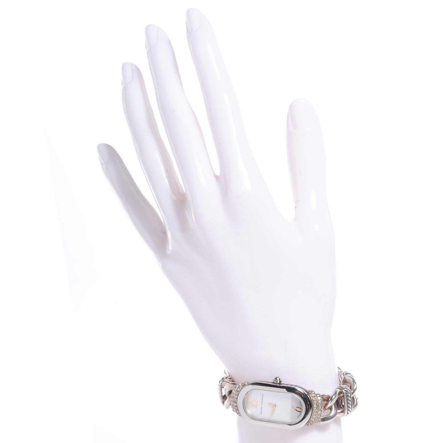 Stainless Steel Sterling Silver Diamond Mother of Pearl 20mm Madison Cable Quartz Watch