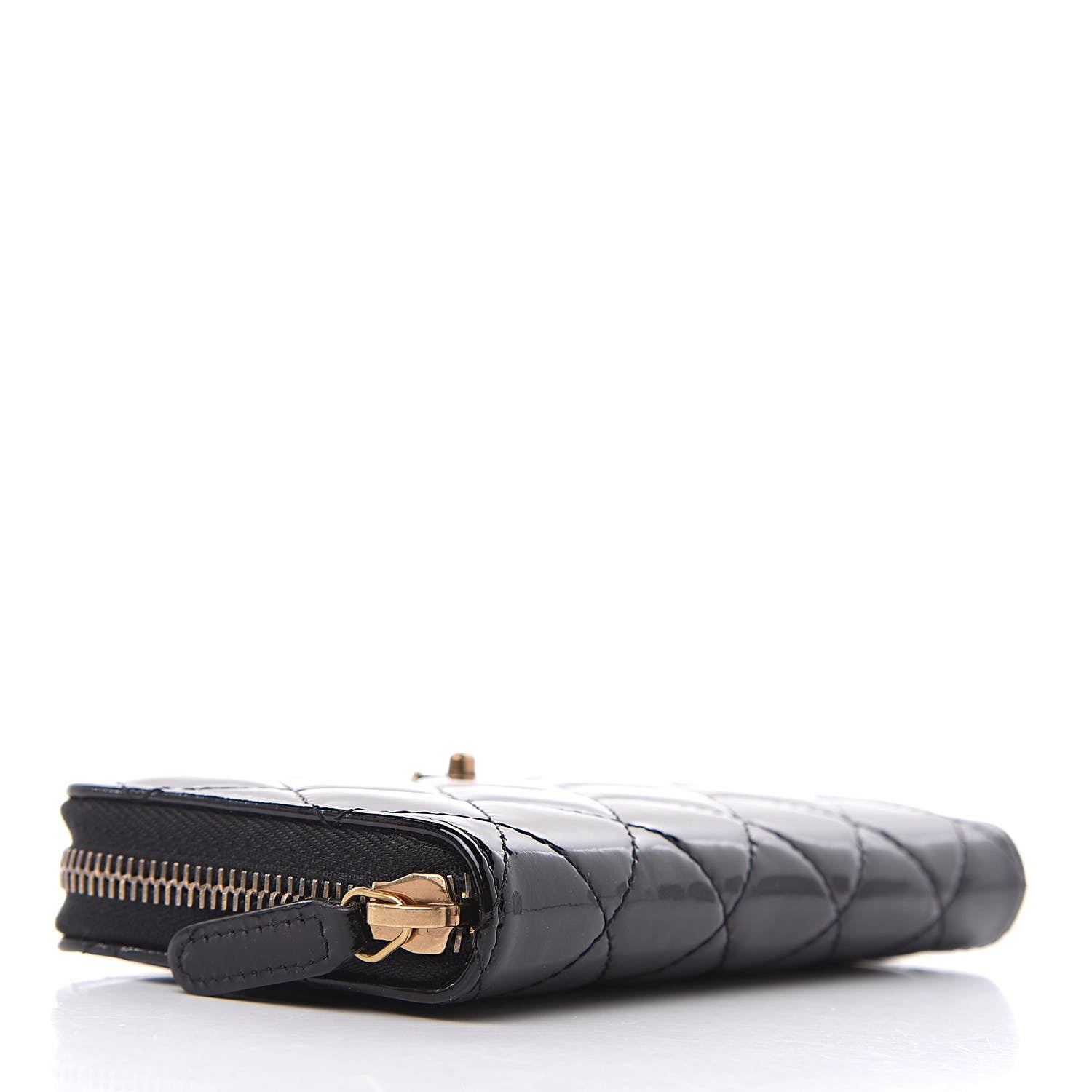 Chanel Patent Quilted Small Zip Around Wallet Black 4 of 8