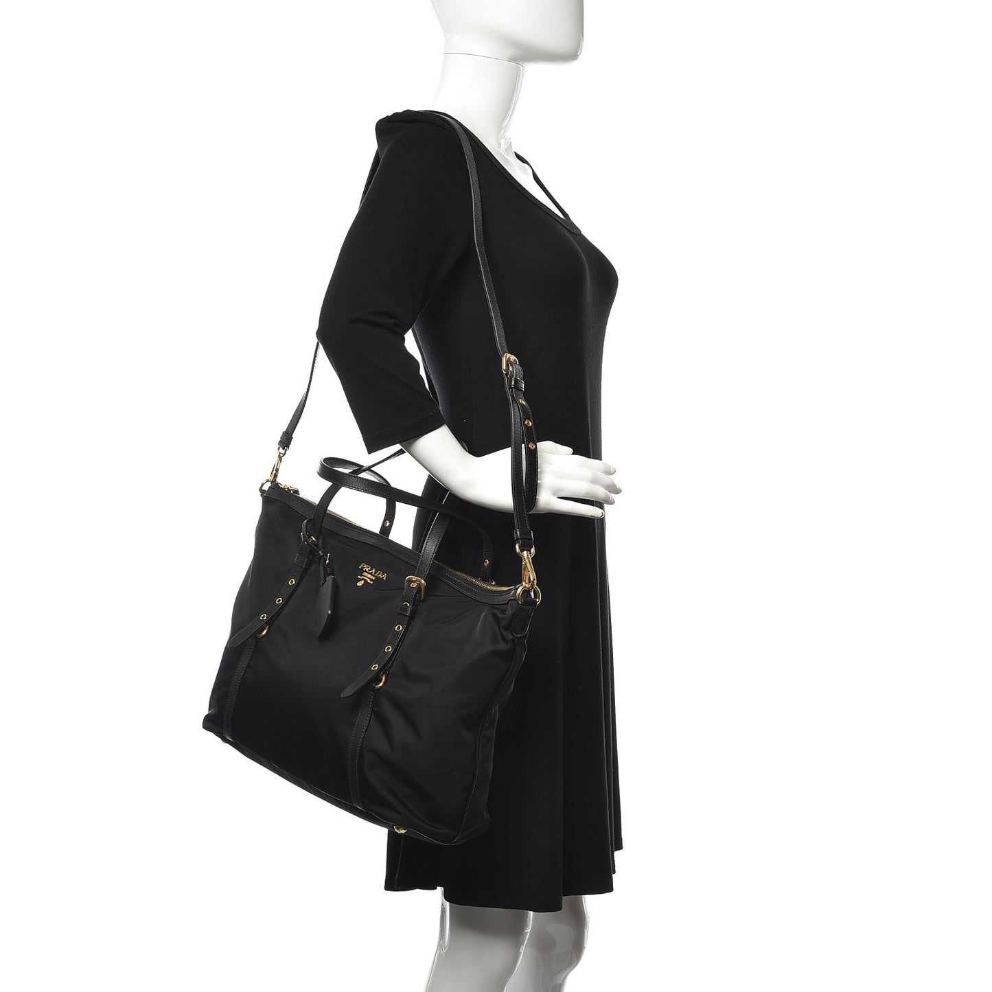 Tessuto Nylon Saffiano Tote Black