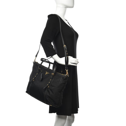 Prada Tessuto Nylon Saffiano Tote Black 2 of 9