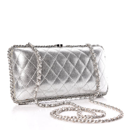 Chanel Metallic Lambskin Small Chain Around Clutch Silver 3 of 15