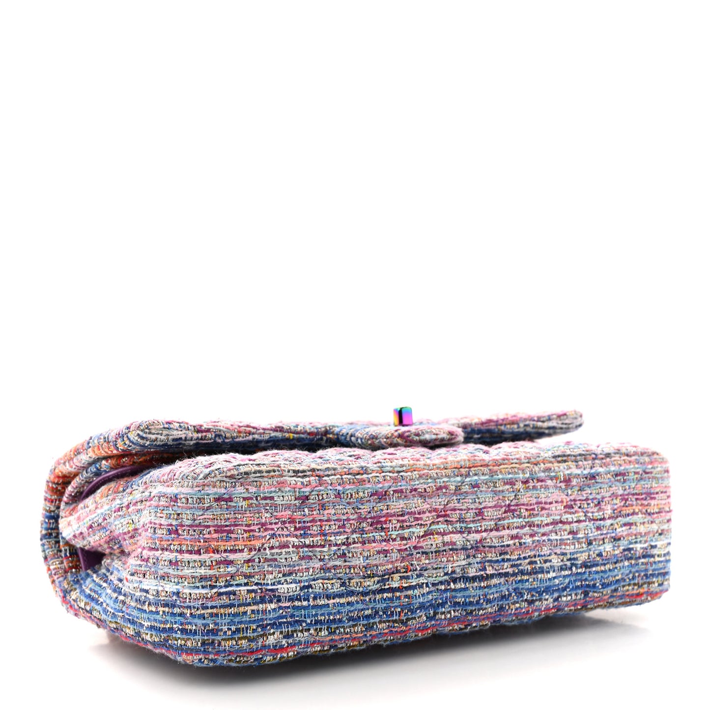 Tweed Quilted Medium Double Flap Blue Pink Orange