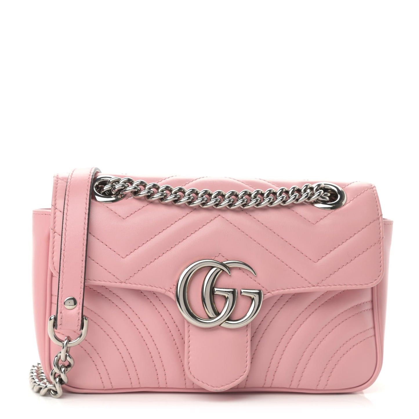 Calfskin Matelasse Mini GG Marmont Shoulder Bag Wild Rose