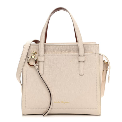 Salvatore Ferragamo Hammered Calfskin Double Handle Small Amy Tote Bone Copper 1 of 11