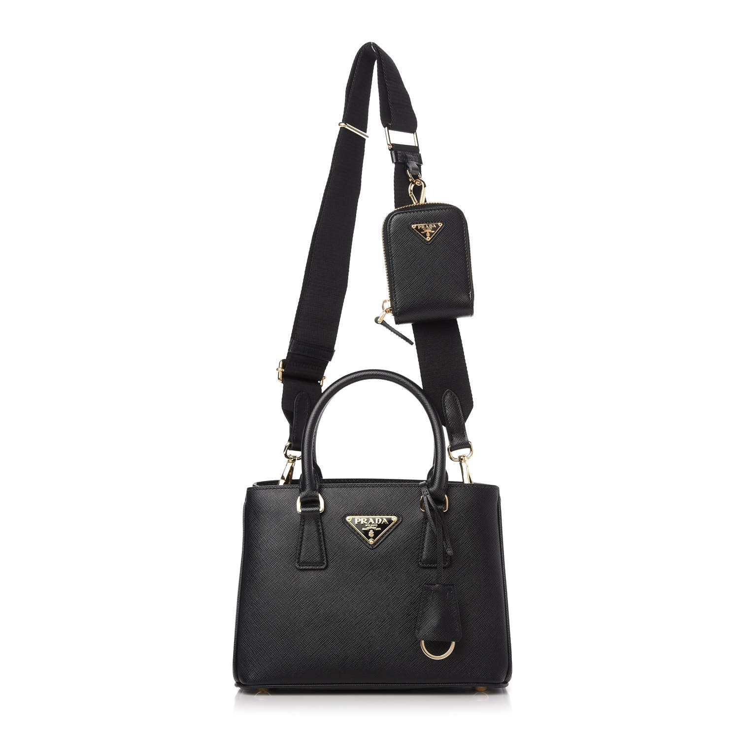 Prada Saffiano Lux Micro Galleria Shoulder Bag Black 1 of 10