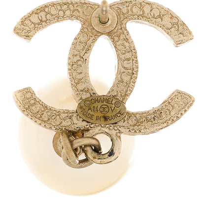 Chanel Crystal Pearl CC Drop Earrings Gold 5 of 5