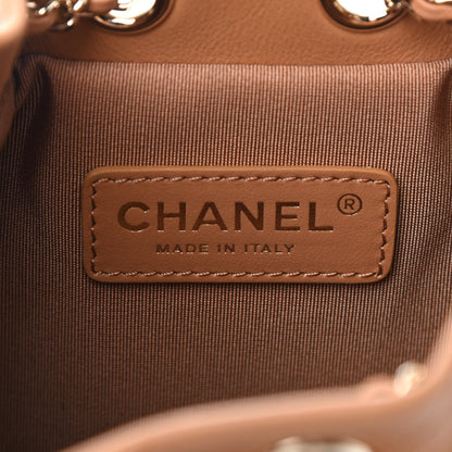 Chanel Calfskin Stitched Chain Bucket Bag Camel 6 of 9