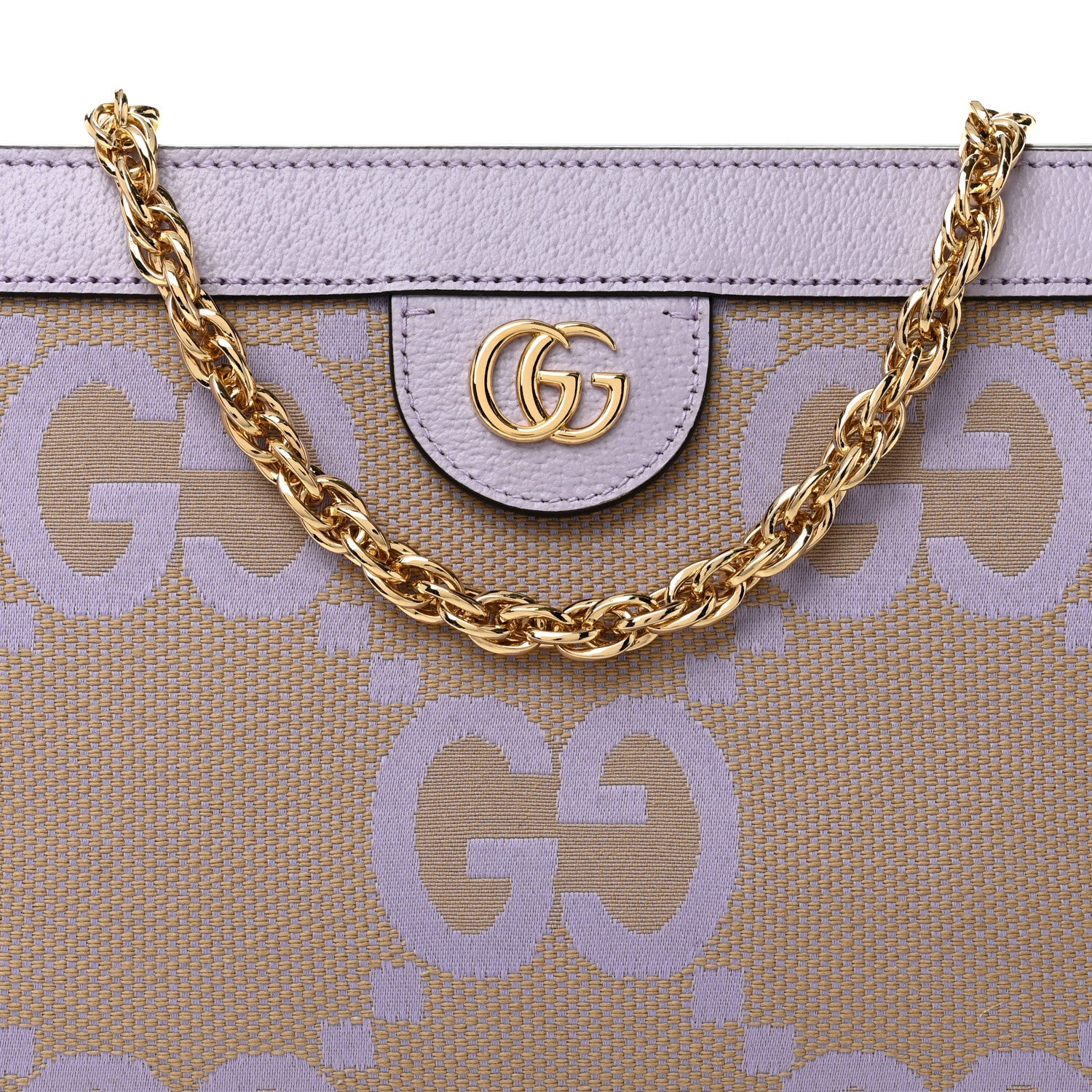 Gucci Monogram Jumbo GG Textured Dollar Calfskin Small Ophidia Chain Shoulder Bag Beige Lapis 9 of 11