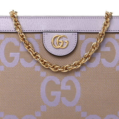 Gucci Monogram Jumbo GG Textured Dollar Calfskin Small Ophidia Chain Shoulder Bag Beige Lapis 9 of 11