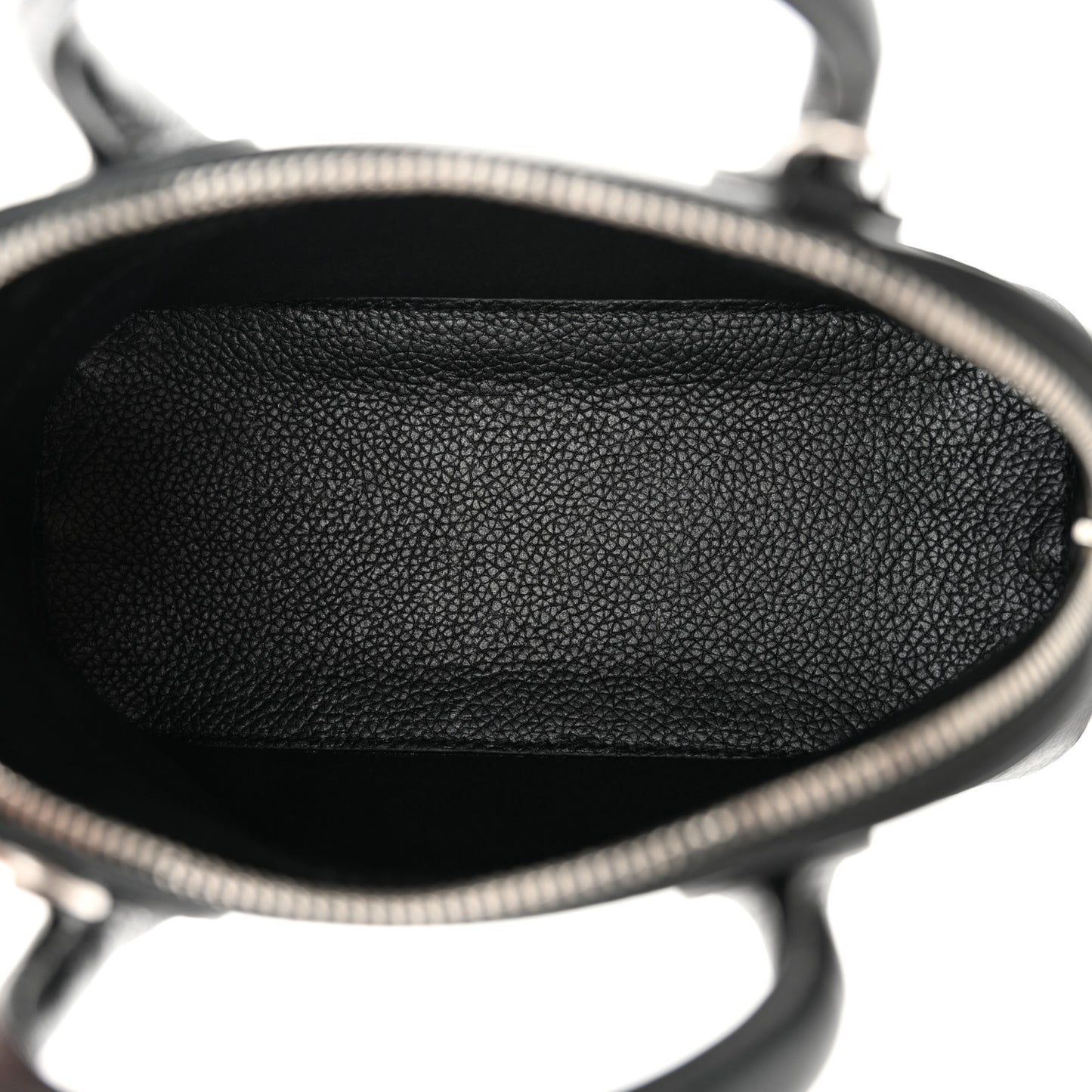 Grained Calfskin Graffiti Print Logo XXS Ville Top Handle Bag Black Silver