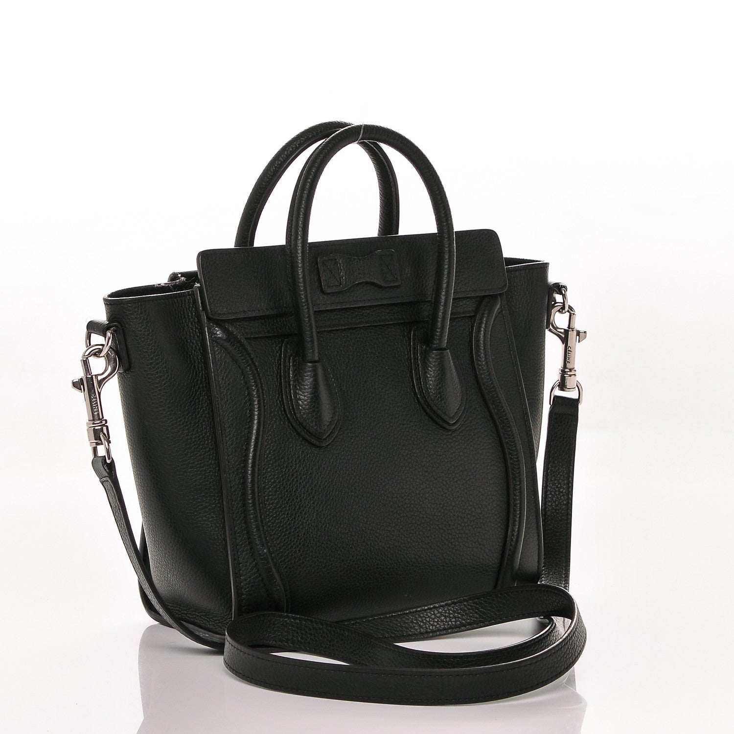 Celine Drummed Calfskin Nano Luggage Black 3 of 8