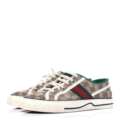 Gucci GG Monogram Web Womens 1977 Tennis Sneakers 38 Beige Ebony Mystic White 3 of 19