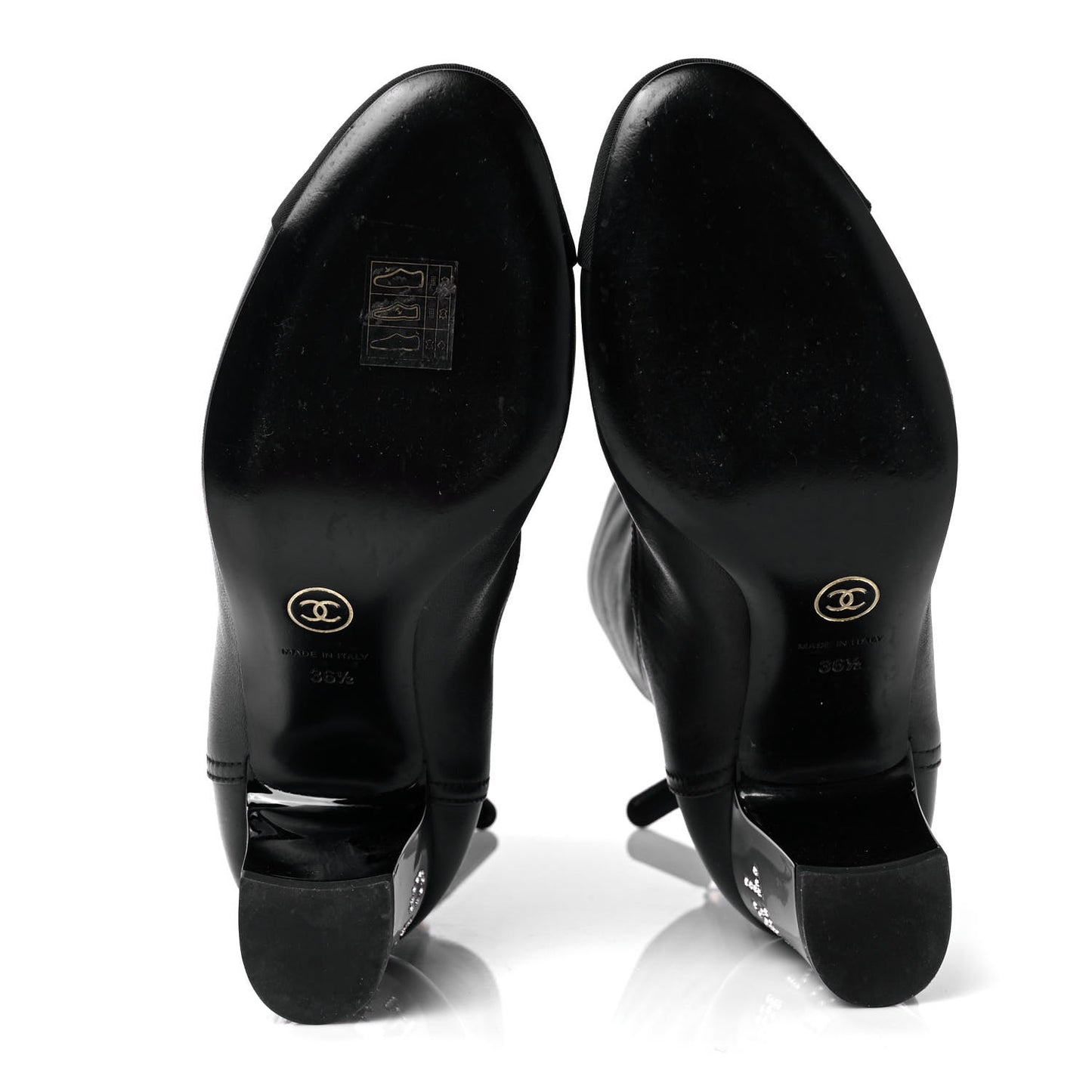 Lambskin Grosgrain Cap Toe Ankle Boots 36.5 Black