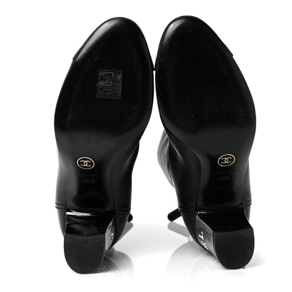 Chanel Lambskin Grosgrain Cap Toe Ankle Boots 36.5 Black 6 of 7