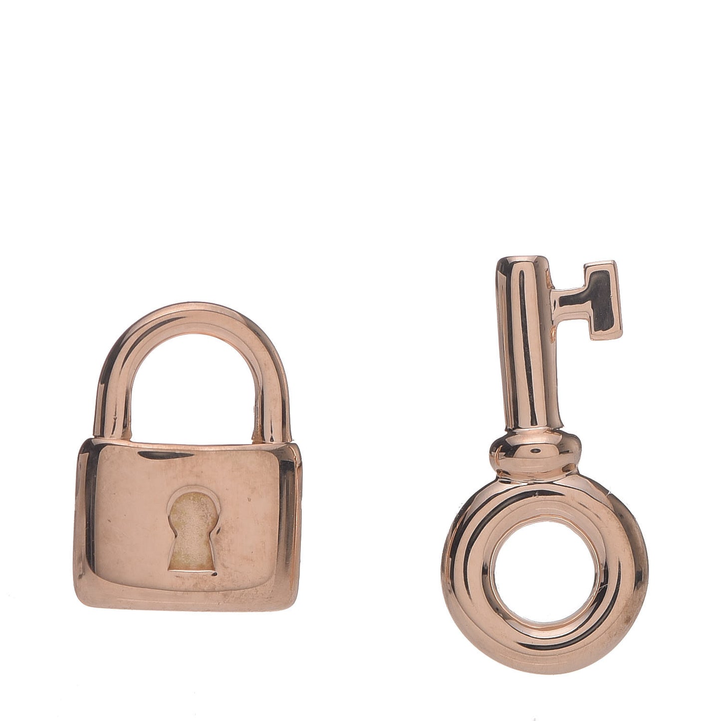 18K Rose Gold Mini Key and Lock Earrings